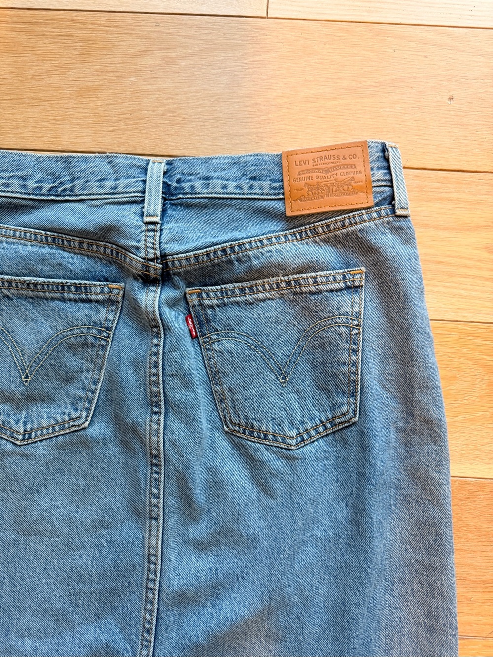 Levi's Light Blue Denim Maxi Skirt with Front Slit 28 - Picture 3 of 5